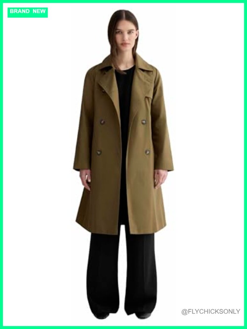 Organic Cotton Trench Coat Long Sleeve Fully Lined Slim Fit